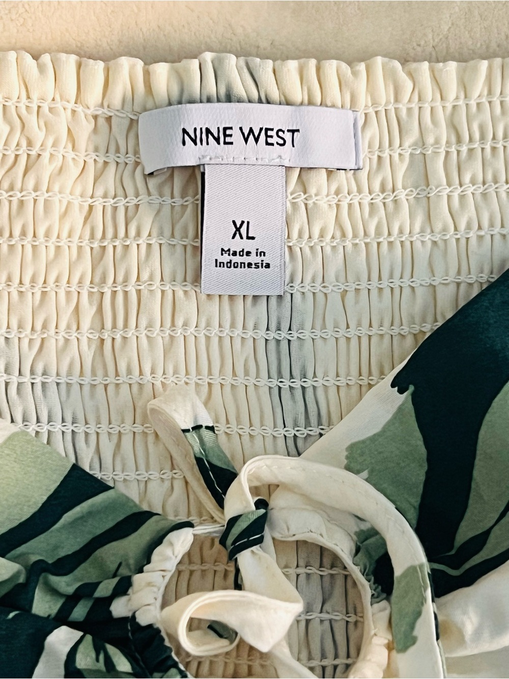 Nine West Tropical Leaf Print Sundress Size L Adjustable Straps Summer Dress - Picture 8 of 11